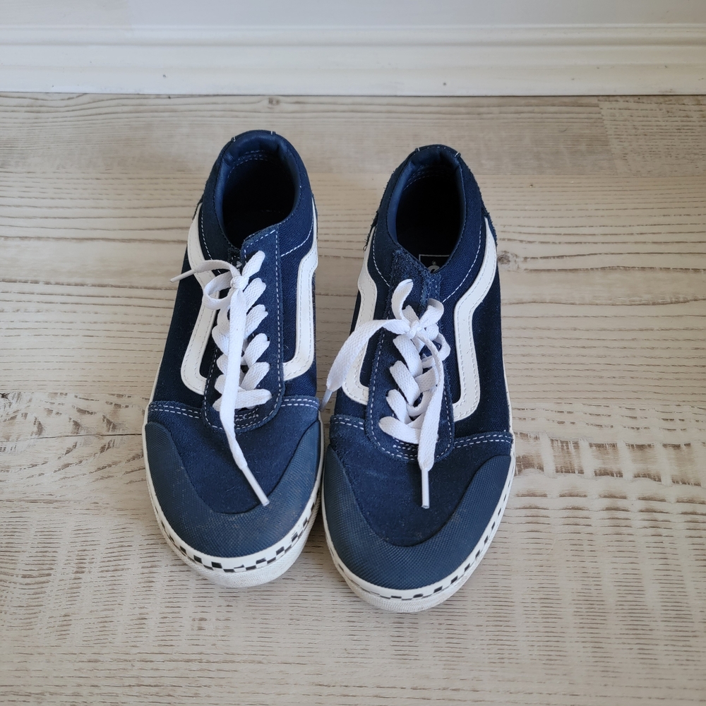 Vans Old Skool Skate Shoes Youth Blue Suede And Canvas Sneakers 4 Youth Classic